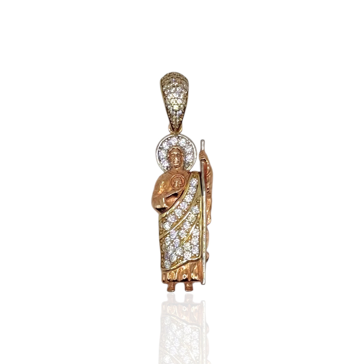 San Judas Oro Rosa con Zirconias en Oro 10k