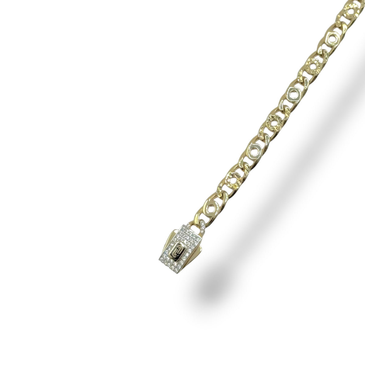 Pulsera Egipcia con Broche Premium y Zirconias en Oro 10k