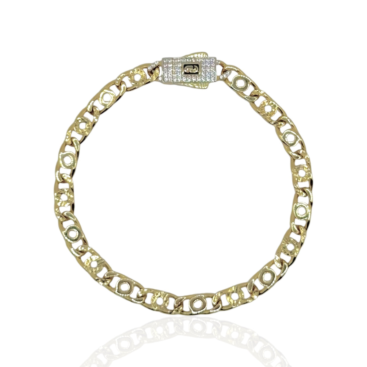 Pulsera Egipcia con Broche Premium y Zirconias en Oro 10k