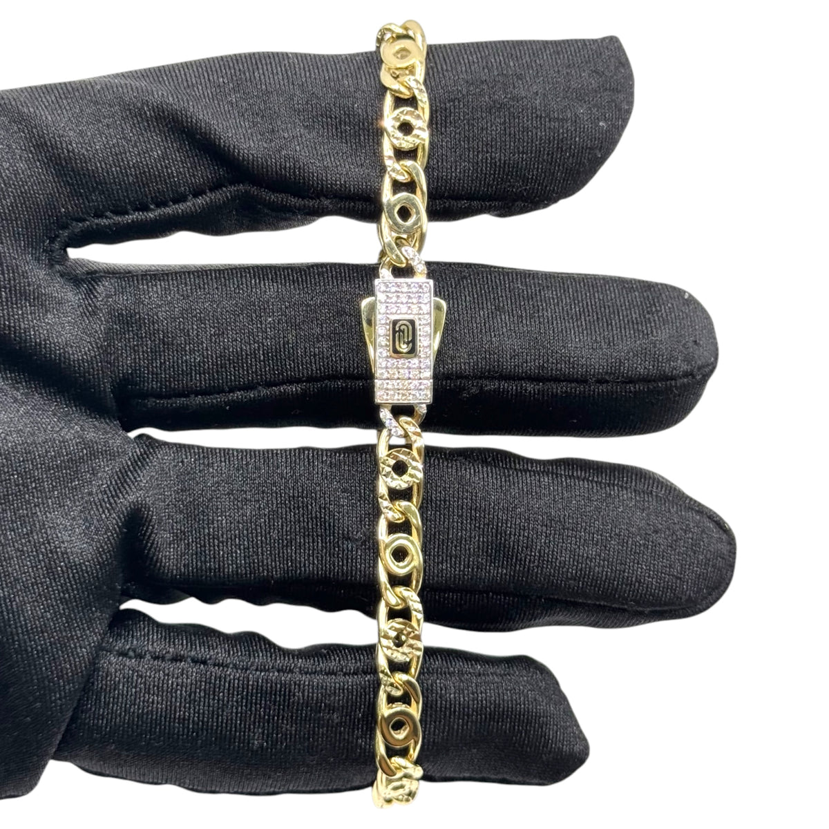 Pulsera Egipcia con Broche Premium y Zirconias en Oro 10k