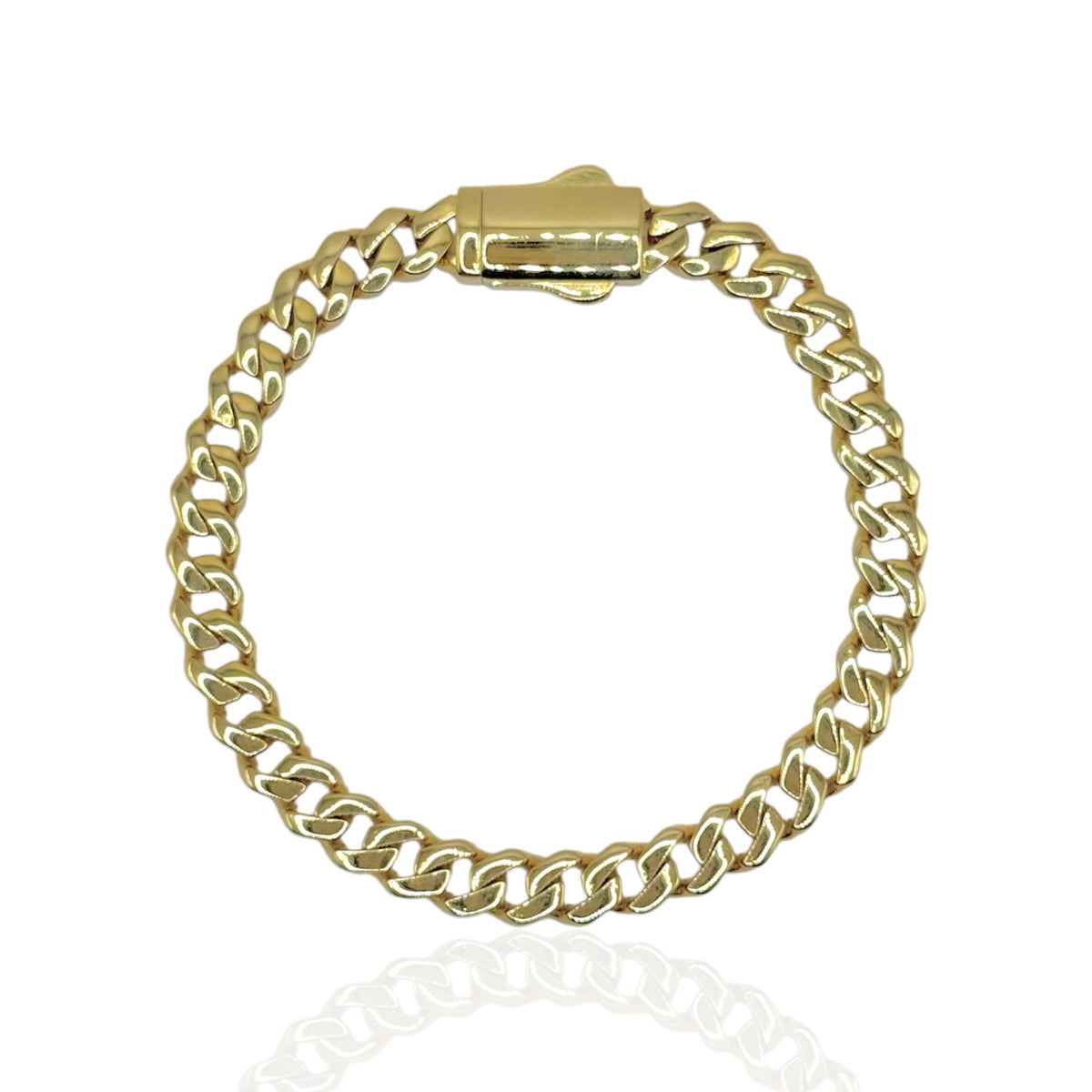 Pulsera Cubana Clásica con Broche Liso y Extensión en Oro 10k