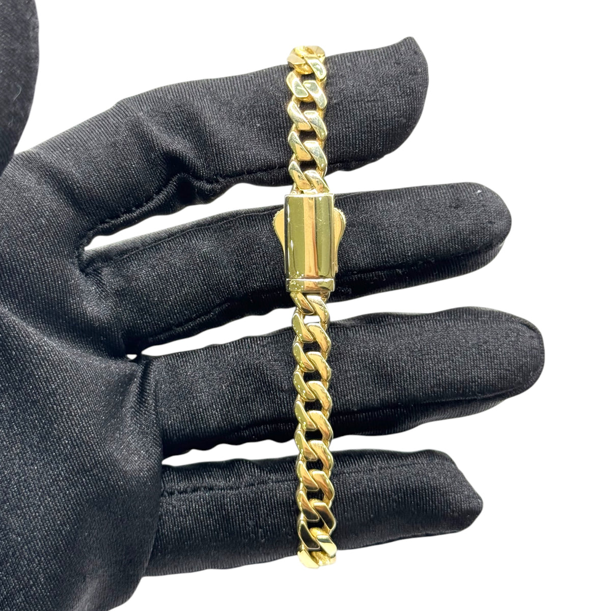 Pulsera Cubana Clásica con Broche Liso y Extensión en Oro 10k