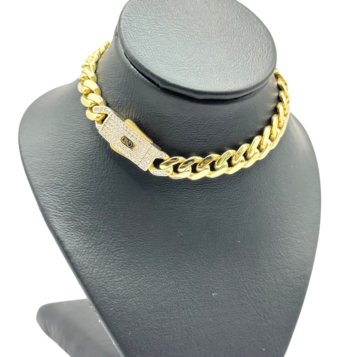 Pulsera Cubana Premium con Broche de Zirconias en Oro 10k