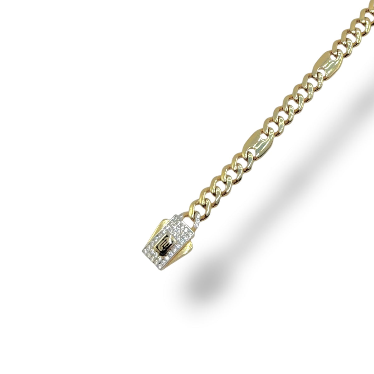 Pulsera Marino con Broche Clásico de Zirconias en Oro 10k