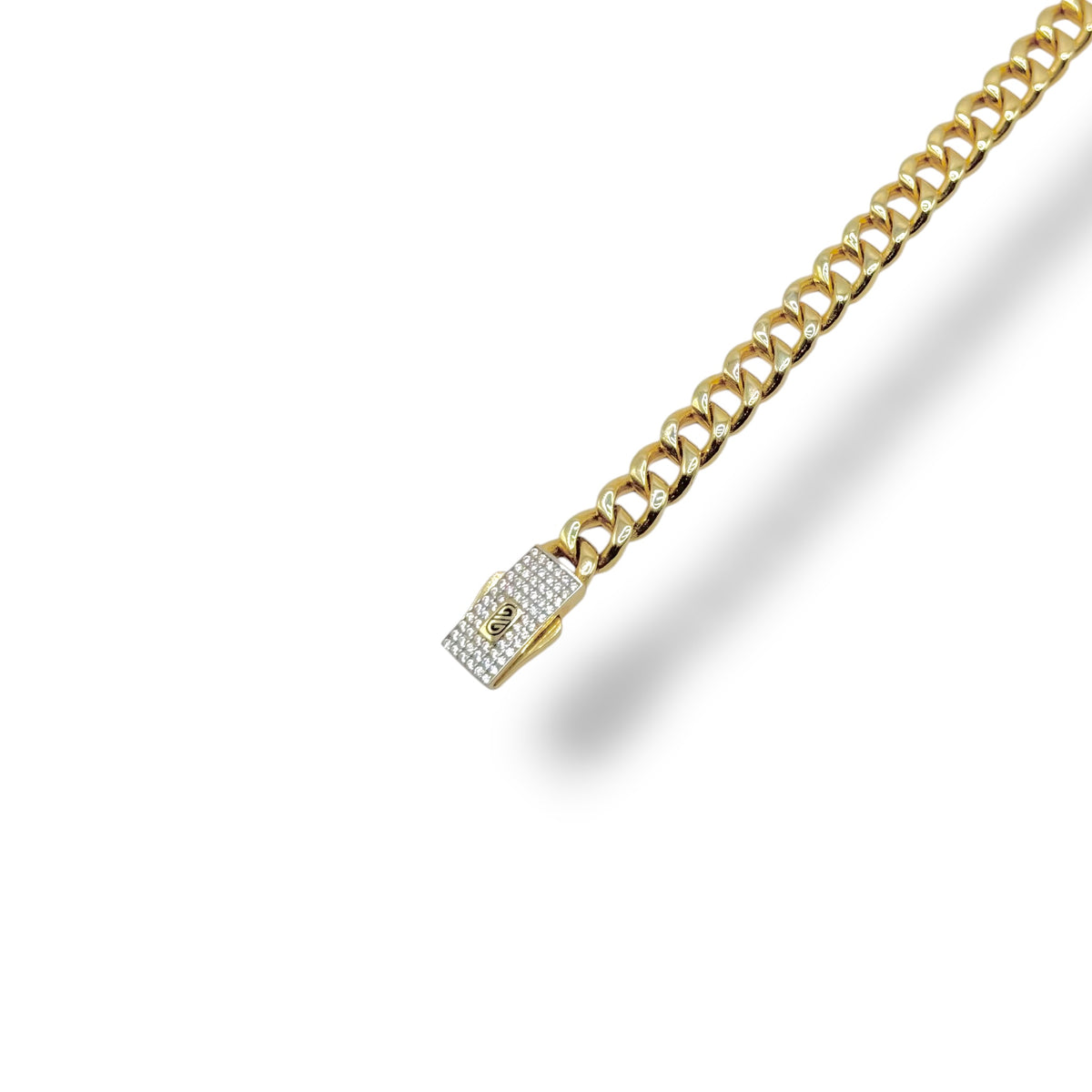 Pulsera Cubana Gruesa con Broche Premium en Oro 10k