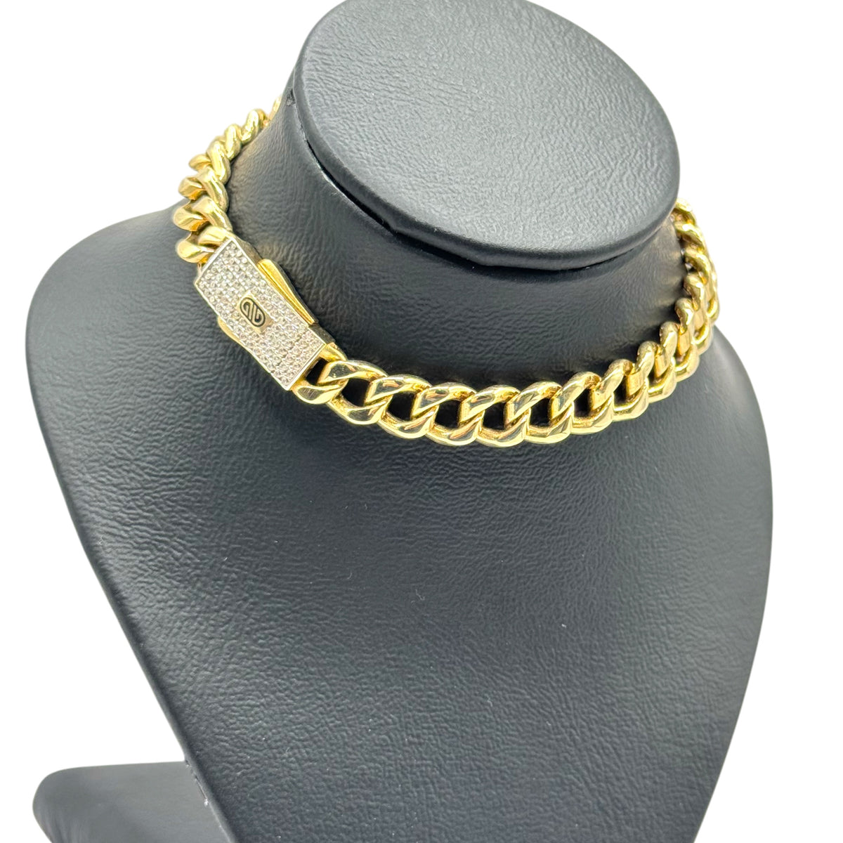 Pulsera Cubana Gruesa con Broche Premium en Oro 10k