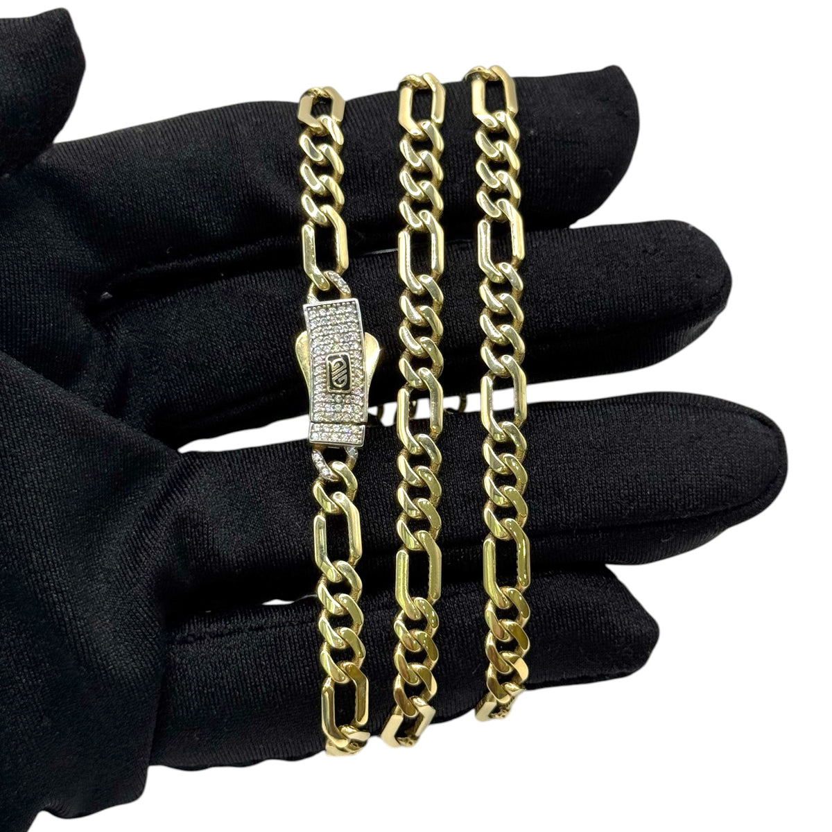 Cadena Italiana de 3 y 1 de 5mm en 50cm en Oro 10k