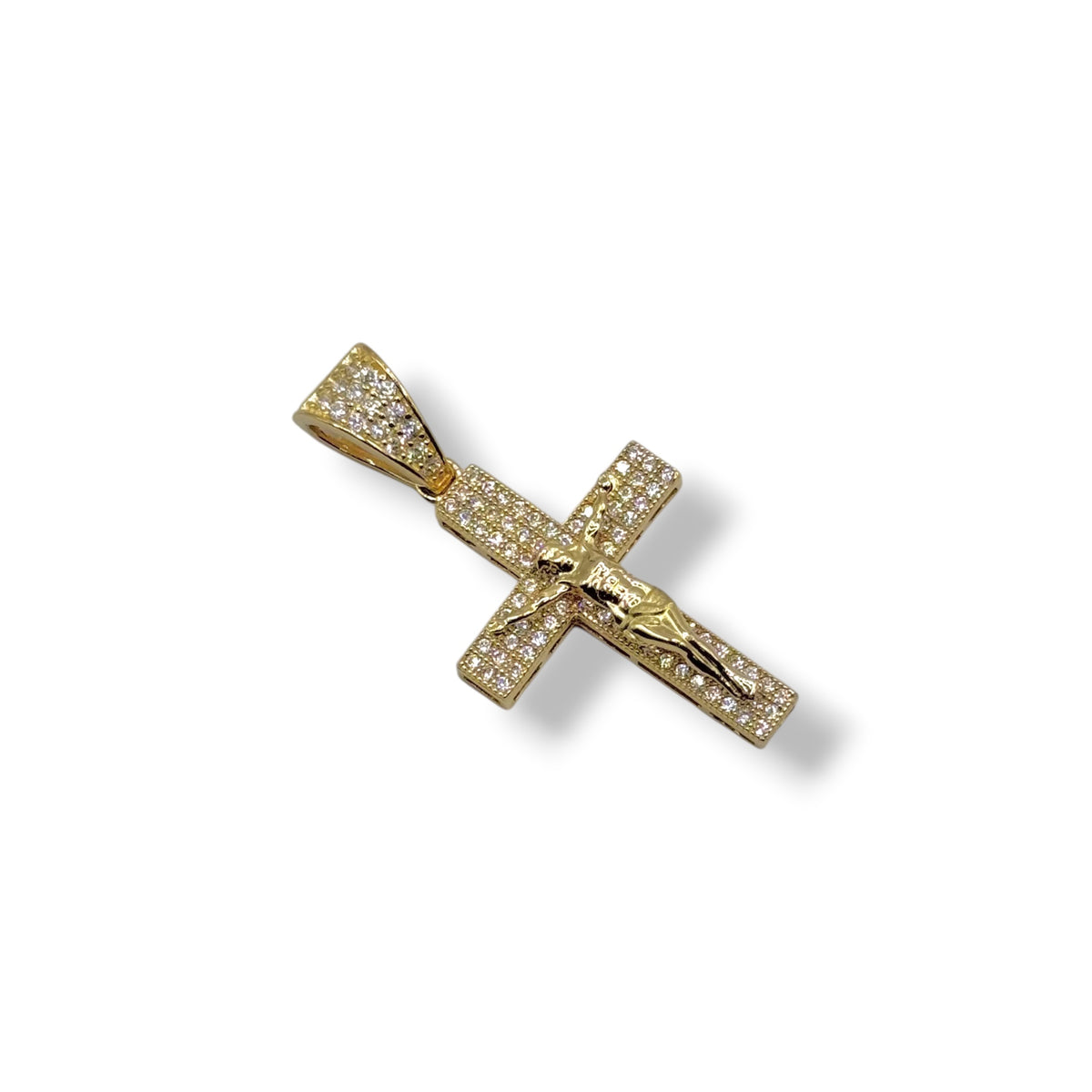 Cruz con Cristo Pavé en Oro 10k