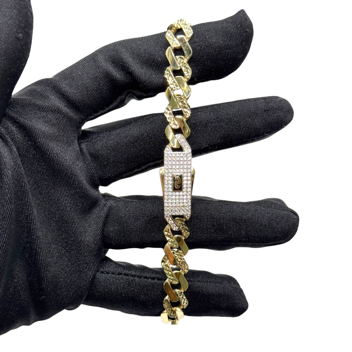 Pulso Cubano Élite Diamantado en Oro 10k