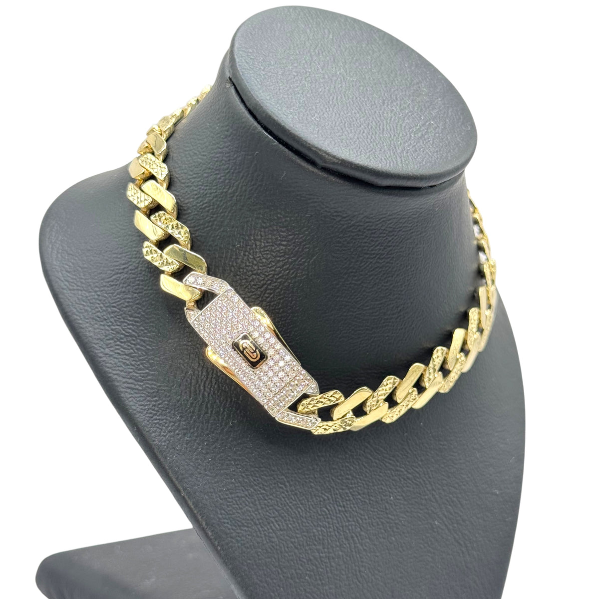 Pulso Cubano Élite Diamantado en Oro 10k