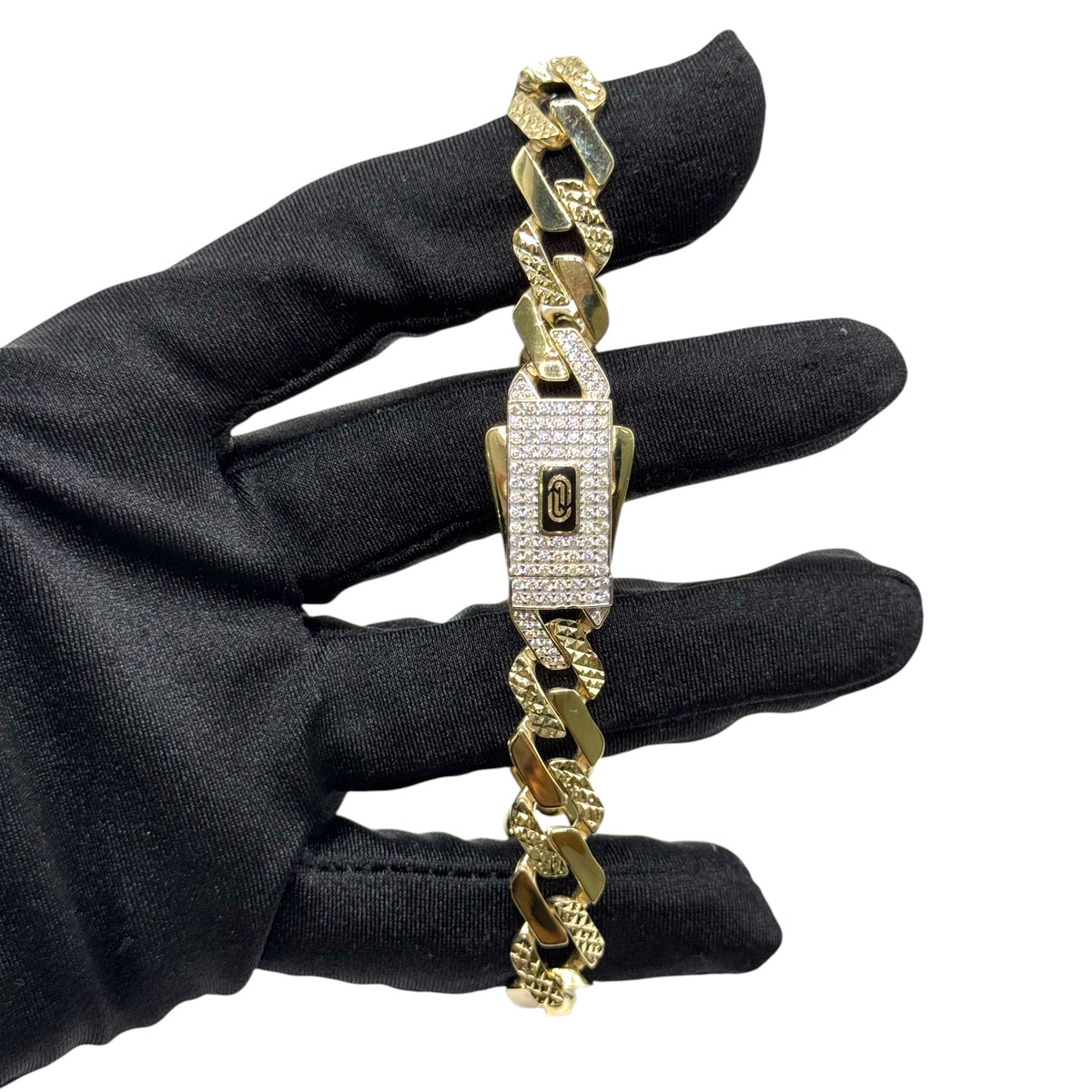 Pulso Cubano Royal Diamantado en Oro 10k