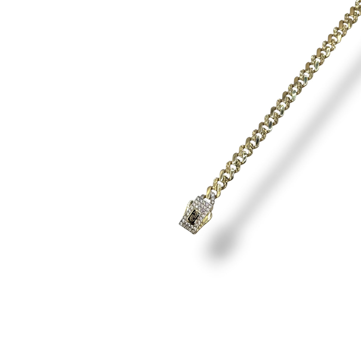 Pulso Cubano Slim Diamantado en Oro 10k