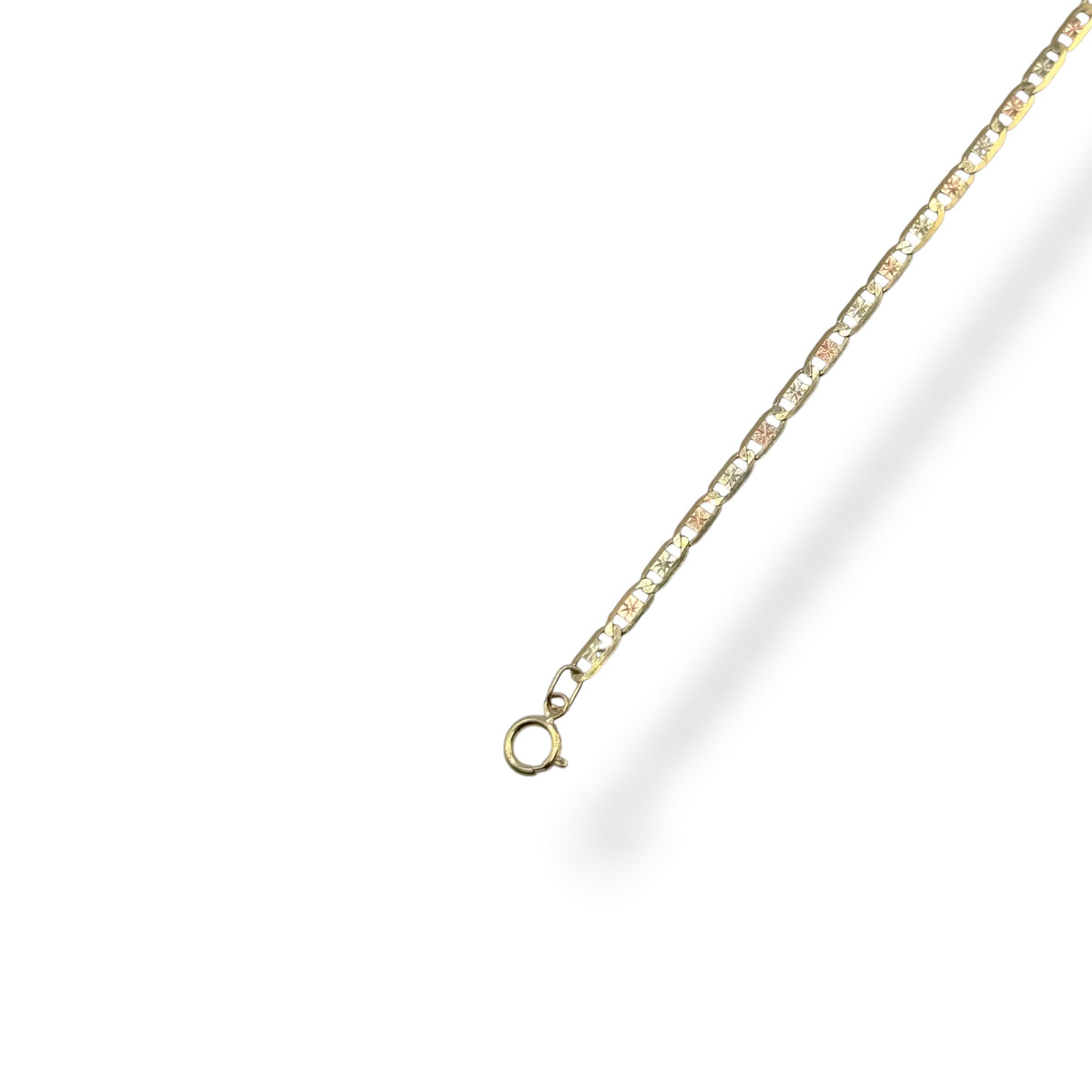 Pulso Ancla Tricolor Diamantado en Oro 10k