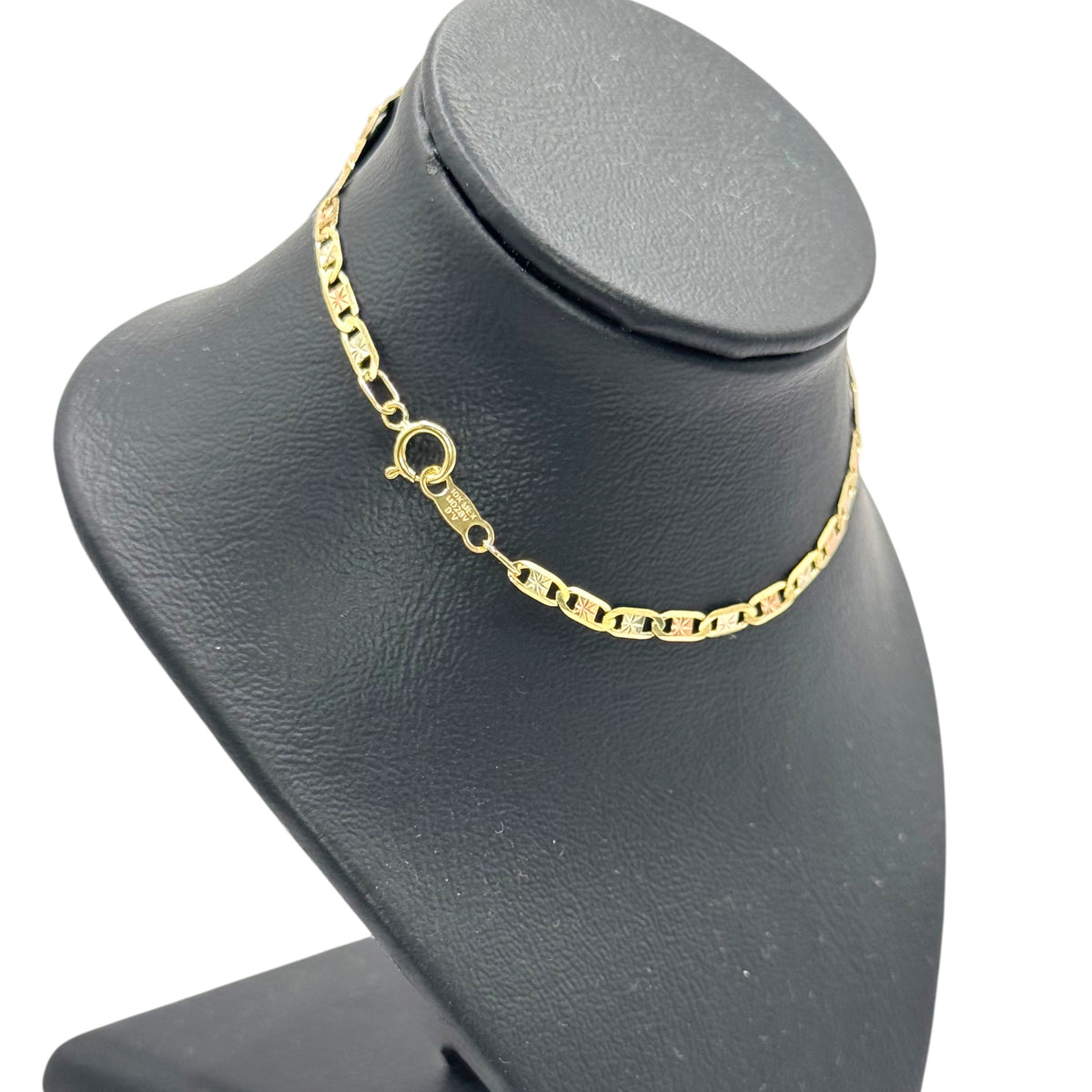 Pulso Ancla Tricolor Diamantado en Oro 10k