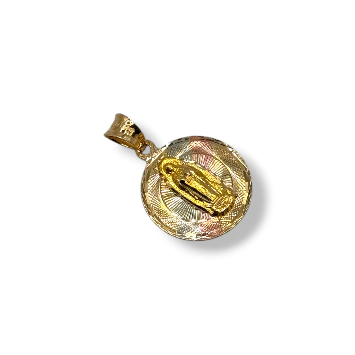 Medalla Virgen de Guadalupe Tricolor en Oro 14k