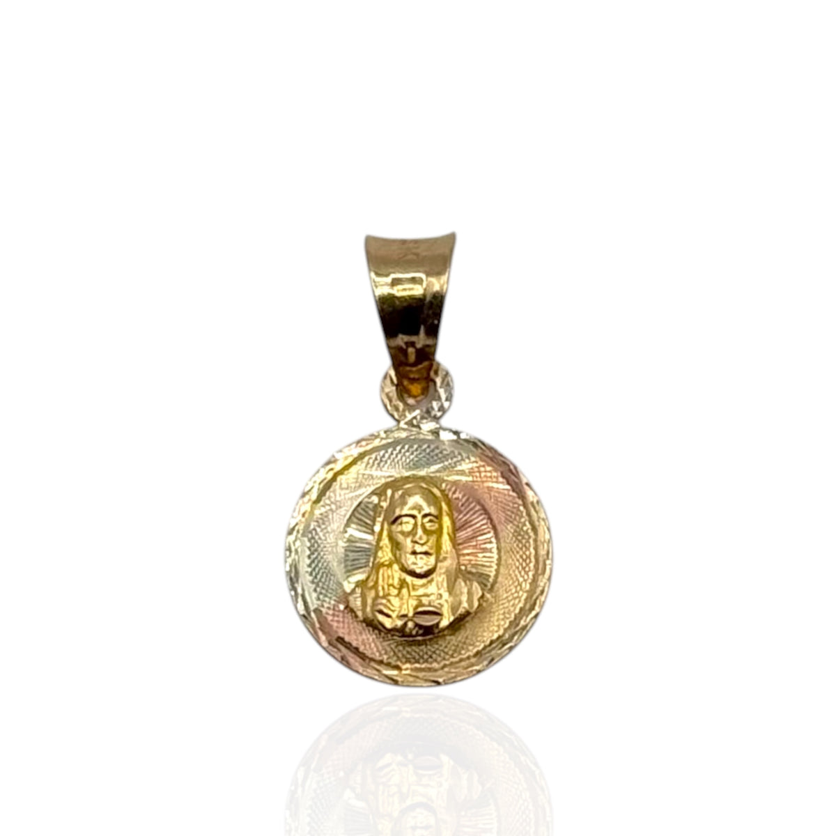 Medalla Divino Rostro Tricolor Chica en Oro 14k