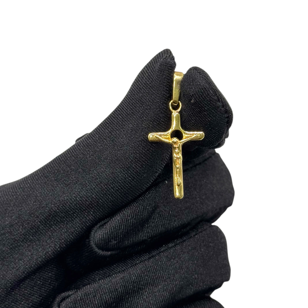 Crucifijo Tubular Clásico Mediano en Oro 14k