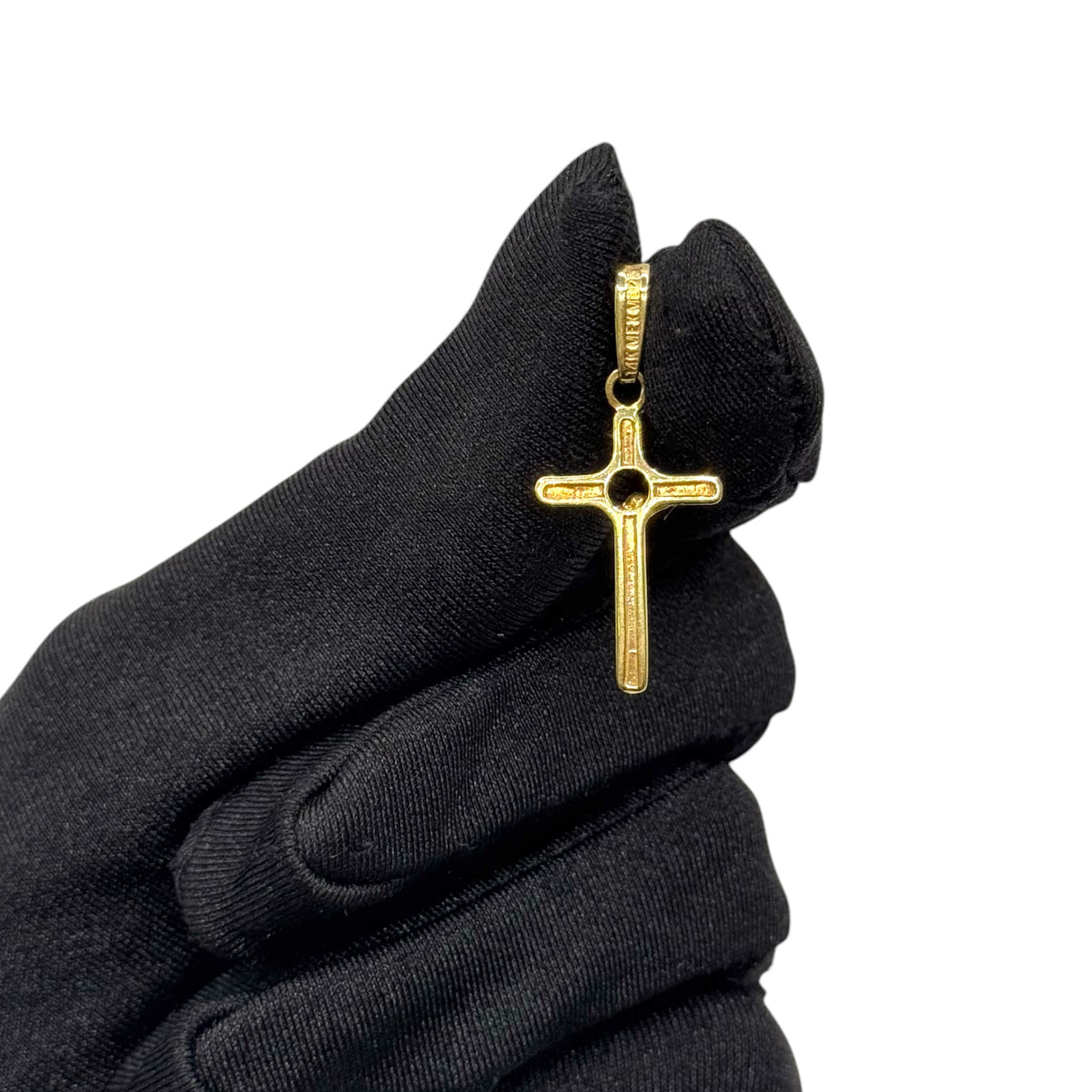 Crucifijo Tubular Clásico Mediano en Oro 14k