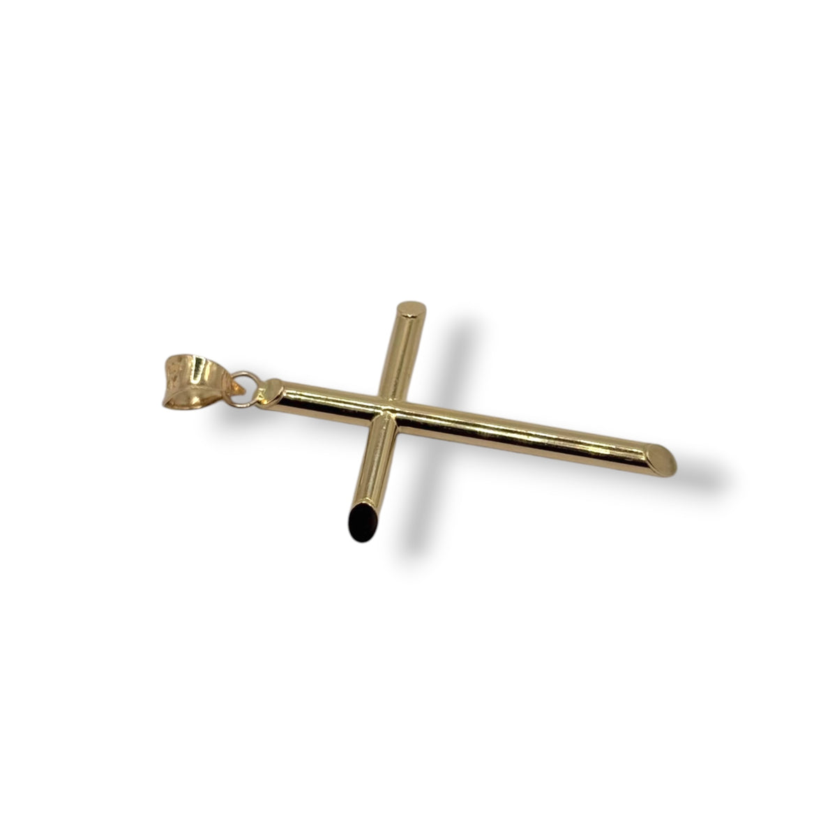 Crucifijo Tubular Clásico Extra Grande en Oro 14k