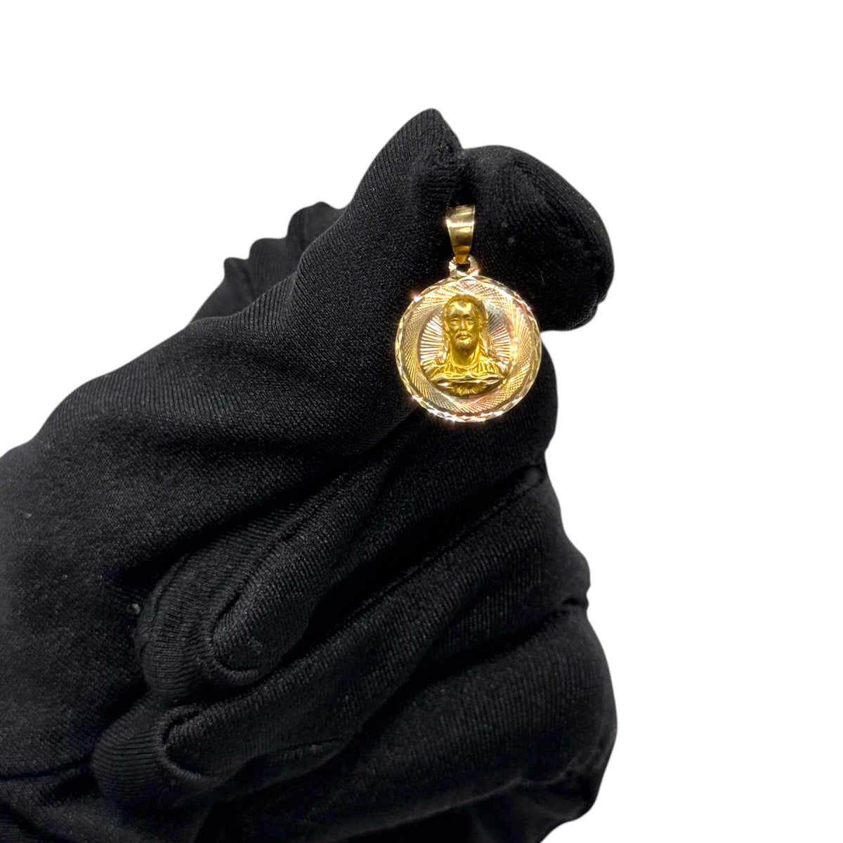 Medalla Divino Rostro Tricolor Grande en Oro 14k